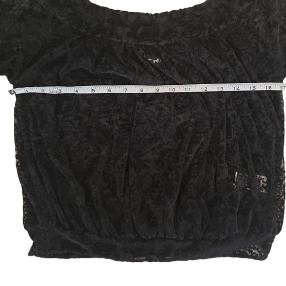 Free People Ginger Berry burnout velvet off the shoulder top black XS - Picture 10 of 12